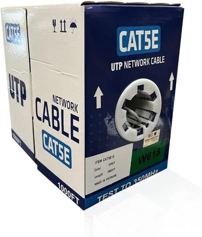 CAT5E-G Bulk Ethernet Cable ، U/UTP ، النحاس العاري الصلب ، صندوق سحب 1000 قدم ، عزل HDPE ، سترة PVC ، UL مدرج ، أخضر ، 24AWG ، CMR مصنفة in Saudi Arabia