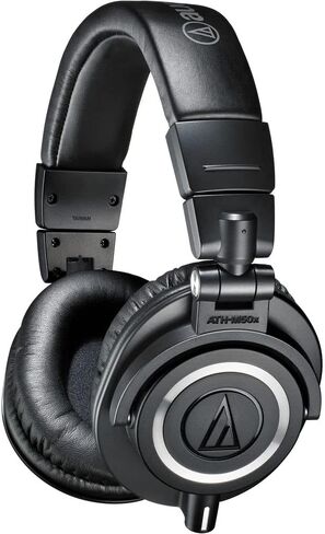 Audio-Technica ATH-M50x Professional Studio Monitor Headphones, Black + Microfiber Cleaning Cloth + Headphone Stand + Headphone CASE + Goby Labs Headphone Cleaner 4 fl oz in Kuwait