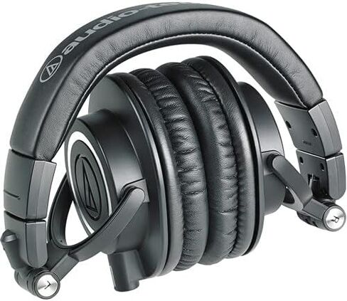 Audio-Technica ATH-M50x Professional Studio Monitor Headphones, Black + Microfiber Cleaning Cloth + Headphone Stand + Headphone CASE + Goby Labs Headphone Cleaner 4 fl oz in Kuwait