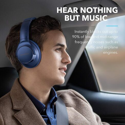 Soundcore Anker Life Q20 Hybrid Active Novening Headones ، مع علبة السفر ، اللاسلكي فوق سماعات Bluetooth الأذن ، وقت اللعب 60H ، صوت عالي الدقة ، باس عميق ، أكواب أذن رغوة الذاكرة in Kuwait