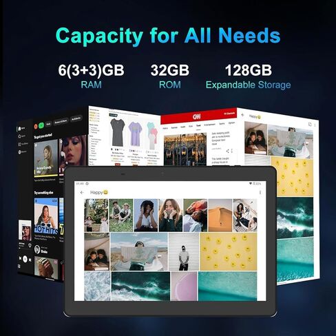 10.1 "Android 14 Tablet مع قلم القلم | 6GB RAM 32GB ROM 128GB توسيع | وحدة المعالجة المركزية رباعية النواة ، بطارية 5000 مللي أمبير في الساعة IPS HD in Kuwait