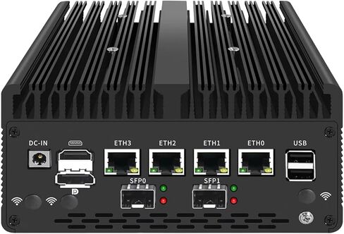 Fanless Mini PC 8505 with DDR5 M.2 Nvme 4*i226 2.5G LAN,USB,HDMI,DP,Type-c,Intel 82599ES 2 * 10G SFP+,WiFi,Micro Router Appliance, AES-NI, OPNsense,NO RAM NO SSD in Saudi Arabia
