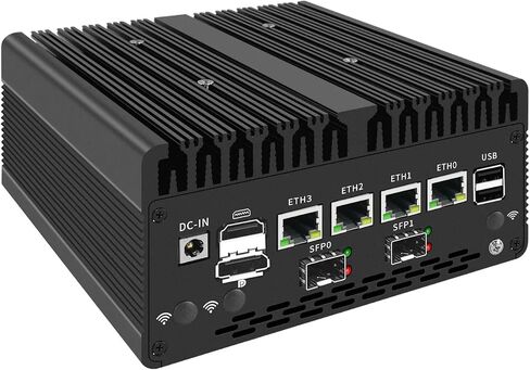 Fanless Mini PC 8505 with DDR5 M.2 Nvme 4*i226 2.5G LAN,USB,HDMI,DP,Type-c,Intel 82599ES 2 * 10G SFP+,WiFi,Micro Router Appliance, AES-NI, OPNsense,NO RAM NO SSD in Saudi Arabia