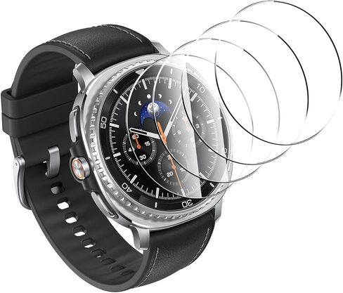 4 Pack Premium Screen Protector for Samsung Galaxy Watch 8 40mm Tempered Glass Film 9H Hardness,Ultra Resistant,Anti-Fingerprints,No Bubbles,HD-Clear,Easy Install in Kuwait