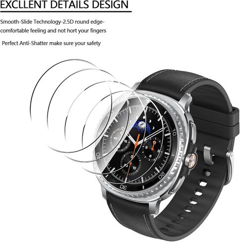 4 Pack Premium Screen Protector for Samsung Galaxy Watch 8 40mm Tempered Glass Film 9H Hardness,Ultra Resistant,Anti-Fingerprints,No Bubbles,HD-Clear,Easy Install in Kuwait