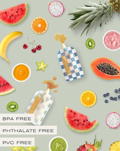 Hippypotamus Reusable Baby Food Pouches - 12 Pack - Baby Food Storage - Pouches Toddler - Refillable Squeeze Pouch for Kids (Rainbow/Mountain/Cloud) in Kuwait