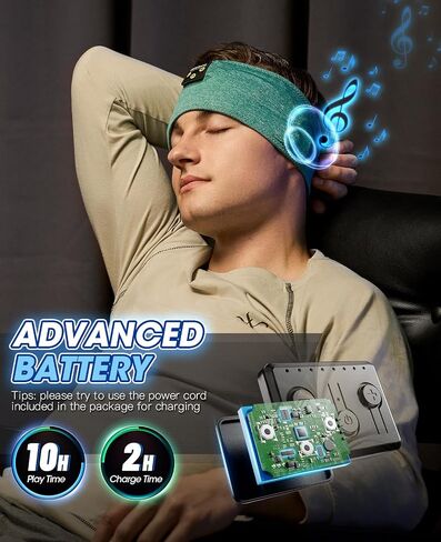 Perytong Sleep Headphones for Side Sleepers, Bluetooth 5.4 Sleep Headband Headphones, Wireless Sweatproof Earbuds for Sleeping, Sports, Workout, Running, Travel, Yoga - Ideal Gift for Men & Women in Kuwait