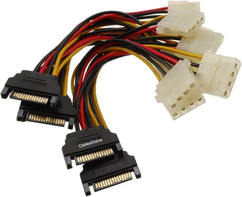 CablesOnline 5-Pack 6in SATA 15-Pin Male to Dual 4-Pin Molex Y Power Splitter - PC-025D-5 in Kuwait