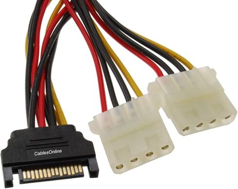 CablesOnline 5-Pack 6in SATA 15-Pin Male to Dual 4-Pin Molex Y Power Splitter - PC-025D-5 in Kuwait