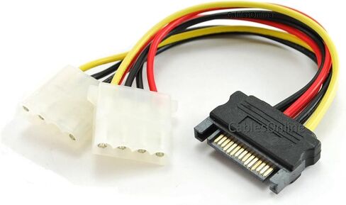 CablesOnline 5-Pack 6in SATA 15-Pin Male to Dual 4-Pin Molex Y Power Splitter - PC-025D-5 in Kuwait