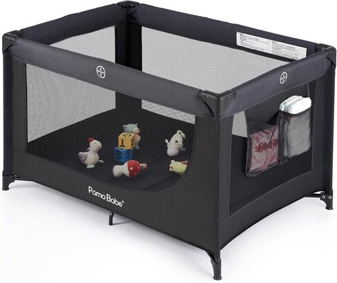 Pamo Babe Pack and Play Portable Crib Baby Playpen Foldable Playard for Infant Toddler with Mattress Pad, Lightweight Unisex Travel Crib Gray in Saudi Arabia