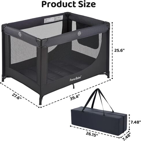 Pamo Babe Pack and Play Portable Crib Baby Playpen Foldable Playard for Infant Toddler with Mattress Pad, Lightweight Unisex Travel Crib Gray in Saudi Arabia