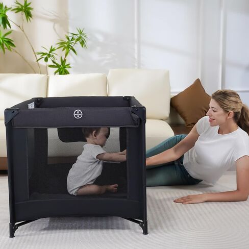 Pamo Babe Pack and Play Portable Crib Baby Playpen Foldable Playard for Infant Toddler with Mattress Pad, Lightweight Unisex Travel Crib Gray in Saudi Arabia