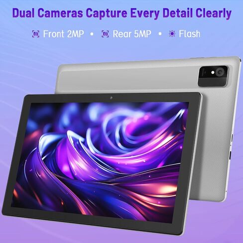 Android Tablet, 10.1 inch Tablet with Case, Android 15 Tablets for Adults, Octa-Core, 8GB RAM 64GB ROM, 1TB Expandable, WiFi 6, GPS, Dual Camera, 5000mAh Battery – Silver in Kuwait