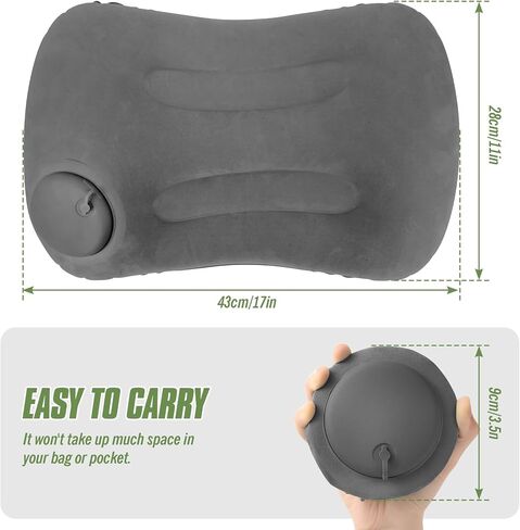 2-Pack Inflatable Camping Pillow, Portable Travel Pillow for Sleeping, Lightweight Compact Inflatable Pillows for Beach, Hiking, Backpacking, Airplane Travel, Press-to-Inflate Design (Grey) in Saudi Arabia