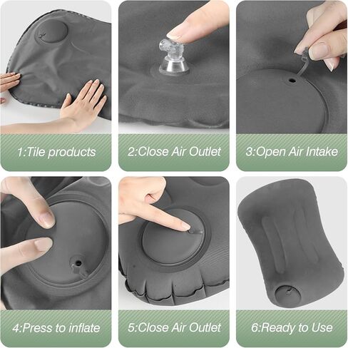 2-Pack Inflatable Camping Pillow, Portable Travel Pillow for Sleeping, Lightweight Compact Inflatable Pillows for Beach, Hiking, Backpacking, Airplane Travel, Press-to-Inflate Design (Grey) in Saudi Arabia