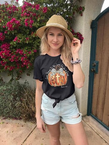 Halloween Happy Fall Y'all Letter T Shirt Women Plaid Pumpkin Graphic Spice Tee Tops in Saudi Arabia