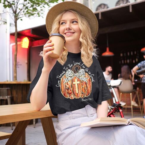 Halloween Happy Fall Y'all Letter T Shirt Women Plaid Pumpkin Graphic Spice Tee Tops in Saudi Arabia