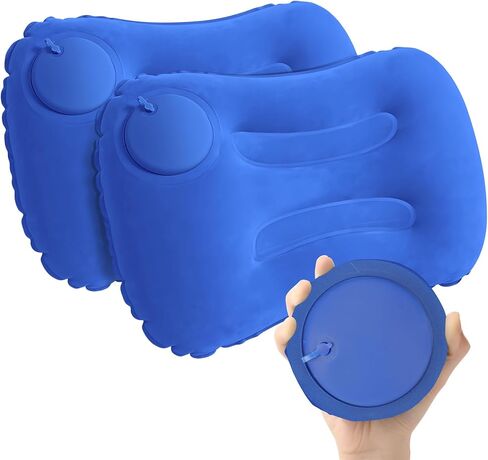 2-Pack Inflatable Camping Pillow, Portable Travel Pillow for Sleeping, Lightweight Compact Inflatable Pillows for Beach, Hiking, Backpacking, Airplane Travel, Press-to-Inflate Design (Grey) in Saudi Arabia