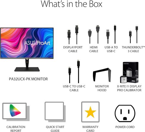 ASUS ProArt Display PA32UCX-PK 32" 4K HDR PC Monitor, 99% DCI-P3 99.5% Adobe RGB, DeltaE<1, 10-bit, IPS, Thunderbolt 3 USB-C HDMI, 1200nits, w/X-rite Calibrator, Compatible with Laptop & Mac Monitor in Saudi Arabia