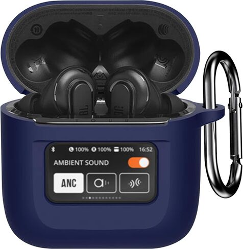 Compatible with JBL Tour Pro 2 Case Cover, Soft Silicone Shockproof Protective Skin Case for JBL Tour Pro 2 Wireless Earbuds 2023 with Keychain, LCD Touch Screen Visible (Black) in Kuwait