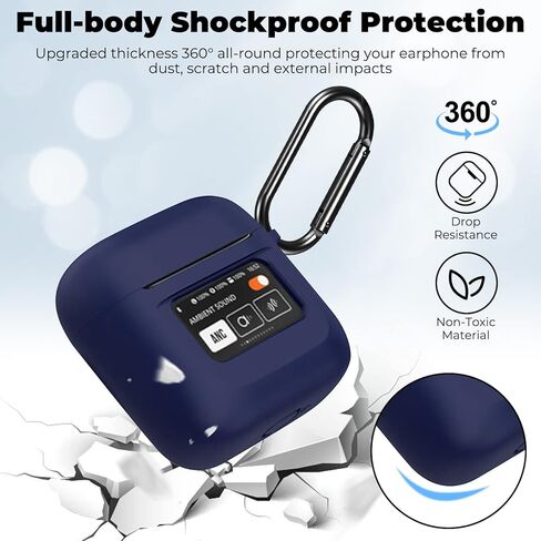 Compatible with JBL Tour Pro 2 Case Cover, Soft Silicone Shockproof Protective Skin Case for JBL Tour Pro 2 Wireless Earbuds 2023 with Keychain, LCD Touch Screen Visible (Black) in Kuwait