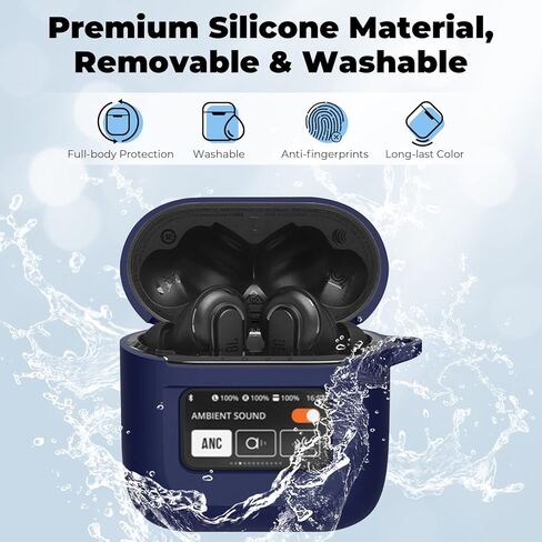 Compatible with JBL Tour Pro 2 Case Cover, Soft Silicone Shockproof Protective Skin Case for JBL Tour Pro 2 Wireless Earbuds 2023 with Keychain, LCD Touch Screen Visible (Black) in Kuwait