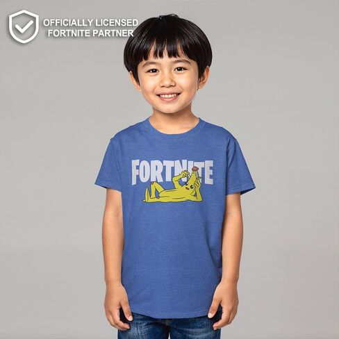 Fortnite Boys' Peel Yourself Logo T-Shirt, Blue/Pink/Light Yellow, Medium in Saudi Arabia