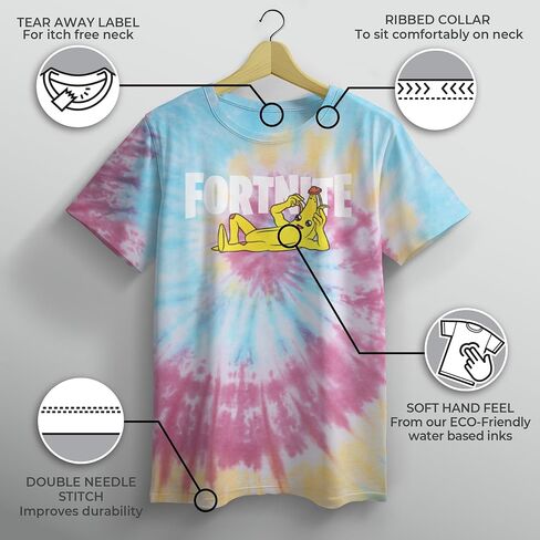 Fortnite Boys' Peel Yourself Logo T-Shirt, Blue/Pink/Light Yellow, Medium in Saudi Arabia
