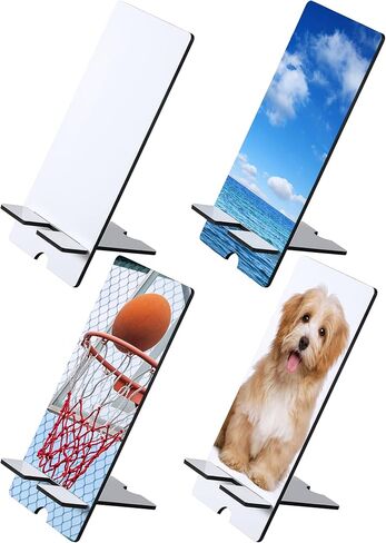 4 Pieces Sublimation Blank Phone Stand Sublimation Cell Phone Holder for Desk Wood Smartphone Holders DIY Craft Charging Stand for Desktop Office Table Home Kitchen in Saudi Arabia