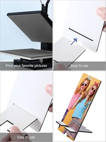 4 Pieces Sublimation Blank Phone Stand Sublimation Cell Phone Holder for Desk Wood Smartphone Holders DIY Craft Charging Stand for Desktop Office Table Home Kitchen in Saudi Arabia