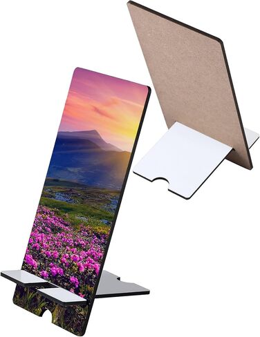4 Pieces Sublimation Blank Phone Stand Sublimation Cell Phone Holder for Desk Wood Smartphone Holders DIY Craft Charging Stand for Desktop Office Table Home Kitchen in Saudi Arabia