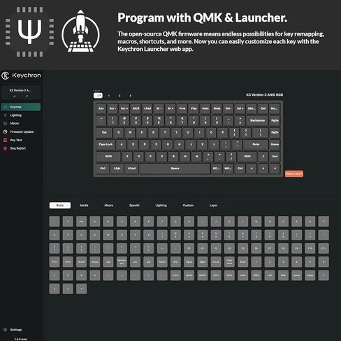 Keychron K3 QMK Ultra-Slim Wireless Mechanical Gaming Keyboard, 75% Layout with Banana Switch, White LED Backlight Rechargeable Wired Bluetooth Professional Office Keyboard for Mac/Windows, Version 3 in Saudi Arabia