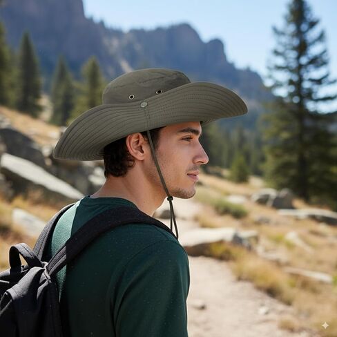 قبعة دلو واسعة الحافة الرجال نساء القبعات في الهواء الطلق قبعات شمس مقاومة للماء قبعة المشي لمسافات طويلة للرجال قبعة الصياد UPF 50+ in Kuwait