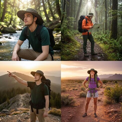 قبعة دلو واسعة الحافة الرجال نساء القبعات في الهواء الطلق قبعات شمس مقاومة للماء قبعة المشي لمسافات طويلة للرجال قبعة الصياد UPF 50+ in Kuwait