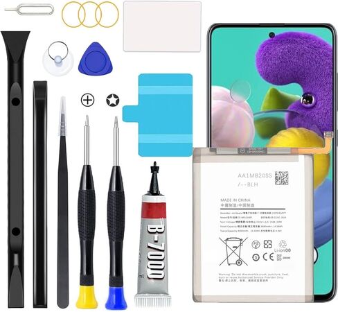 بطارية Galaxy A51 ، 2025 بطارية جديدة تم ترقيتها لـ Samsung Galaxy A51 SM-A515F SM-A515F/DS ، EB-BA515ABY مع مجموعة أدوات الإصلاح بالكامل إزالة in Kuwait
