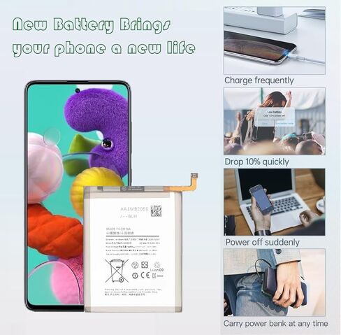 بطارية Galaxy A51 ، 2025 بطارية جديدة تم ترقيتها لـ Samsung Galaxy A51 SM-A515F SM-A515F/DS ، EB-BA515ABY مع مجموعة أدوات الإصلاح بالكامل إزالة in Kuwait