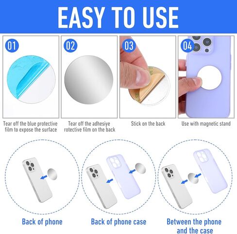 Bewudy 14pcs الصفائح المعدنية للتركيب المغناطيسي ، مغناطيس مستدير لحالة الهاتف ، لوحة معدنية للهاتف المحمول ، أقراص حديدية مصغرة للهواتف المغناطيسية ملصقات المغناطيس الخلفية in Kuwait
