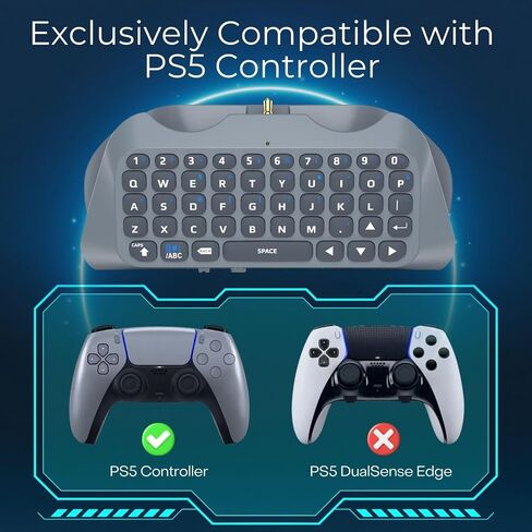 TNP PS5 Chatpad - ملحق لوحة مفاتيح وحدة تحكم PS5، لوحة مفاتيح لاسلكية مدمجة - لوحة مفاتيح QWERTY النهائية لجهاز PS5 مع مكبر صوت مدمج للدردشة المباشرة والمراسلة in Saudi Arabia