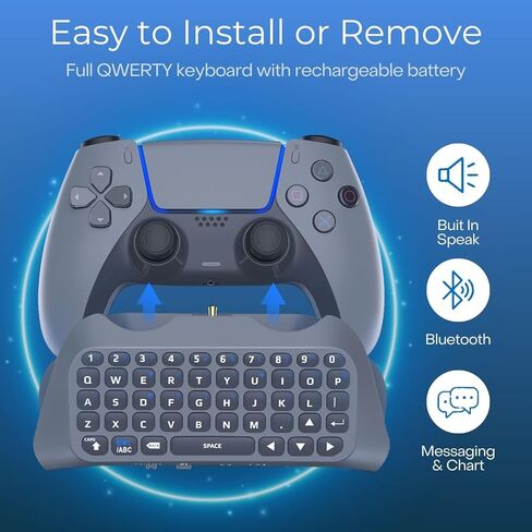 TNP PS5 Chatpad - ملحق لوحة مفاتيح وحدة تحكم PS5، لوحة مفاتيح لاسلكية مدمجة - لوحة مفاتيح QWERTY النهائية لجهاز PS5 مع مكبر صوت مدمج للدردشة المباشرة والمراسلة in Saudi Arabia