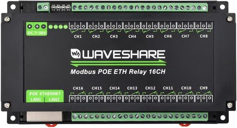 Waveshare 16-Ch Ethernet Module ، Modbus RTU/TCP ، اتصال Ethernet ، دعم POE ، دوائر العزلة والحماية المختلفة ، محاكمة السكك الحديدية الصناعية in Kuwait