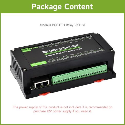 Waveshare 16-Ch Ethernet Module ، Modbus RTU/TCP ، اتصال Ethernet ، دعم POE ، دوائر العزلة والحماية المختلفة ، محاكمة السكك الحديدية الصناعية in Kuwait