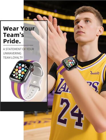 Silicone Sports Watch Band for Men Compatible with Apple Watch Bands 38mm 40mm 41mm 42mm 44mm 45mm 46mm 49mm Soft Waterproof Strap Rubber Wristband for iWatch Series 10/9/8/7/6/5/4/3/2/1 SE in Saudi Arabia