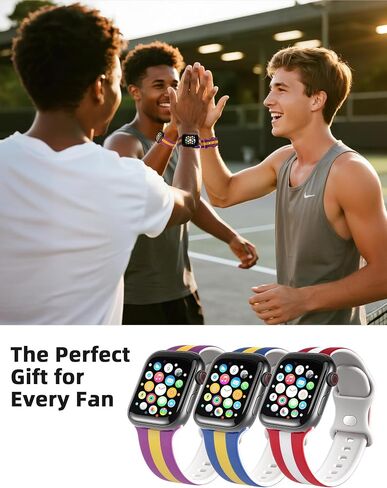 Silicone Sports Watch Band for Men Compatible with Apple Watch Bands 38mm 40mm 41mm 42mm 44mm 45mm 46mm 49mm Soft Waterproof Strap Rubber Wristband for iWatch Series 10/9/8/7/6/5/4/3/2/1 SE in Saudi Arabia