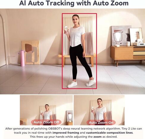 OBSBOT Tiny 2 Lite AI-Powered 4K UHD PTZ Webcam Bundle with USB-A to USB-C 3.0 Cable, 1/2" CMOS 4X Digital Zoom AI Auto Tracking with Auto Zoom Gesture Control 2.0, LiveStream for Game/Meeting in Saudi Arabia