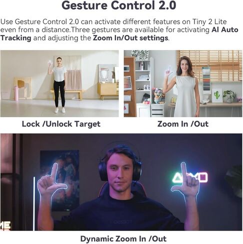 OBSBOT Tiny 2 Lite AI-Powered 4K UHD PTZ Webcam Bundle with USB-A to USB-C 3.0 Cable, 1/2" CMOS 4X Digital Zoom AI Auto Tracking with Auto Zoom Gesture Control 2.0, LiveStream for Game/Meeting in Saudi Arabia