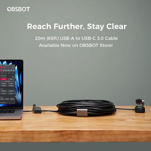 OBSBOT Tiny 2 Lite AI-Powered 4K UHD PTZ Webcam Bundle with USB-A to USB-C 3.0 Cable, 1/2" CMOS 4X Digital Zoom AI Auto Tracking with Auto Zoom Gesture Control 2.0, LiveStream for Game/Meeting in Saudi Arabia