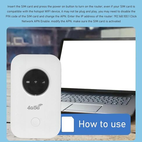 4G LTE Mobile Hotspot ، جهاز Hotspot غير المؤمن ، جهاز توجيه شبكة عالية السرعة 300 ميجا بريتنيات مع فتحة بطاقة SIM ، قم بتوصيل ما يصل إلى 10 أجهزة ، للمنزل السفر in Kuwait