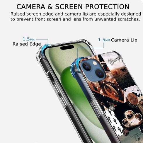 عتيقة رعاة البقر التجميلية وايلد ويست لايف كولاج ، عصرية ناعمة ناعمة الصدمات TPU ل iPhone 15 in Kuwait