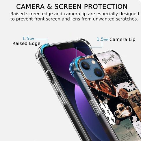 عتيقة رعاة البقر التجميلية وايلد ويست لايف كولاج ، عصرية ناعمة ناعمة الصدمات TPU ل iPhone 15 in Kuwait